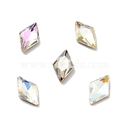 K9 Glass Rhinestone Cabochons, Flat Back & Back Plated, Faceted, Rhombus, Mixed Color, 8x5x2mm(RGLA-F069-A)