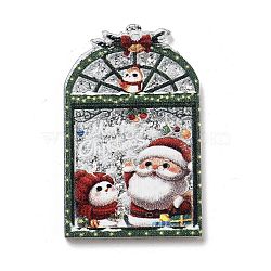 Christmas Theme Opaque Printed Acrylic Pendants, Window, 39.5x25x2.5mm, Hole: 1.5mm(SACR-Z005-07B)