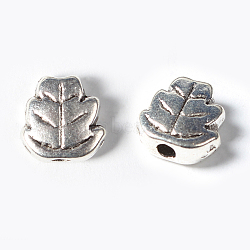 Tibetan Style Alloy Beads, Leaf, Cadmium Free & Lead Frees, Antique Silver, 7x7x3mm, Hole: 1mm(LF0069Y)