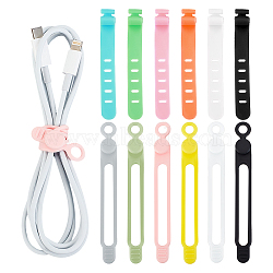 ARRICRAFT 36Pcs 12 Style Silicone Cable Ties, Reusable Headphone Cable Line Bundles Organizer, Mixed Color, 78~106x10~12.5x1.5~10.5mm(AJEW-AR0001-53)