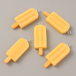 Opaque Resin Pendants, with Platinum Tone Iron Loops, Ice Cream Charms, Gold, 41.5x14.5x6mm, Hole: 2mm(RESI-CJC0020-09A)