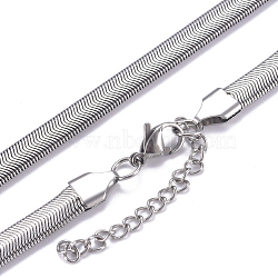 304 Stainless Steel Herringbone Chains Necklaces, with Lobster Claw Clasps, Stainless Steel Color, 16.1 inch(41cm)(X-NJEW-G340-03P)