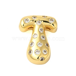 Rack Plating Brass Micro Pave Clear Cubic Zirconia Perdants, Cadmium Free & Lead Free, Long-Lasting Plated, Real 18K Gold Plated, Letter T, 22x17x6mm, Hole: 4x3mm(KK-C067-11G-T)