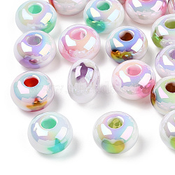 UV Plated Rainbow Acrylic Beads, Iridescent, Star and Heart, Rondelle, Mixed Color, 13.5x8.5mm, Hole: 4mm(PACR-N015-04)