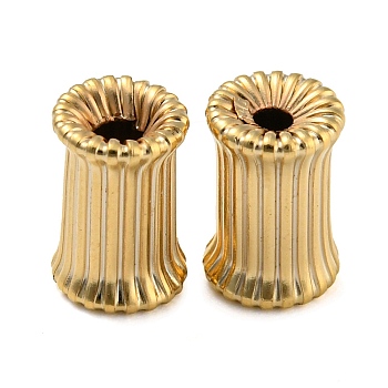Rack Plating Eco-friendly Brass Beads, Cadmium Free & Lead Free, Corrugated Column, Real 24K Gold Plated, 8.5x5.5mm, Hole: 1.6mm