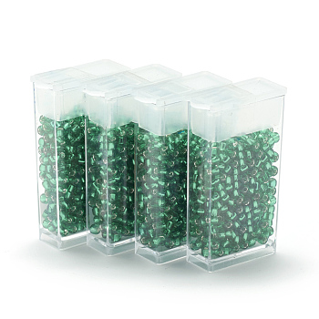 MGB Matsuno Glass Beads, Japanese Seed Beads, 12/0 Silver Lined Glass Round Hole Rocailles Seed Beads, Medium Sea Green, 2x1mm, Hole: 0.5mm, about 900pcs/box, net weight: about 10g/box