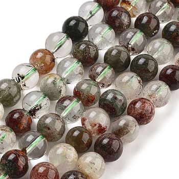 Natural Four Seasons Lodolite Quartz Beads Strands, Round, 8mm, Hole: 0.8mm, about 51pcs/strand, 15.94''(40.5cm)