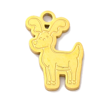 Christmas Theme 201 Stainless Steel Charms, Laser Cut, Golden, Deer, 14x9x1mm, Hole: 1.5mm