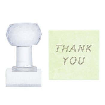 Clear Acrylic Soap Stamps, DIY Soap Molds Supplies, Rectangle with Word Thank You, Word, 51x36x22mm, Pattern: 33x19mm
