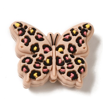 Silicone Beads, Butterfly, PeachPuff, 24x30x9mm, Hole: 2mm