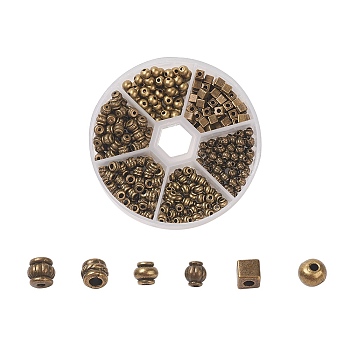 Tibetan Style Spacer Beads, Mixed Shapes, Antique Bronze, 8x2cm, about 60pcs/compartment, 360pcs/box