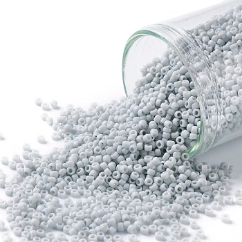TOHO Round Seed Beads, Japanese Seed Beads, (53F) Opaque Frost Gray, 15/0, 1.5mm, Hole: 0.7mm, about 15000pcs/50g