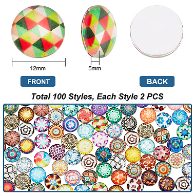 PandaHall Elite 1 Bag Printed Glass Cabochons(GGLA-PH0001-49)-2