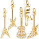 5pcs 5 style Rack Plating Brass Micro Pave Clear Cubic Zirconia Musical Instrument Pendants(KK-BBC0012-92)-1