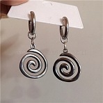 304 Stainless Steel Dangle Earrings, Spiral, Stainless Steel Color, 40x20mm(FS-WG509BB-01)