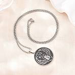 Religion 201 Stainless Steel Eye of Horus Egyptian Scarab Pendant Egyptian Scarab Box Chain Necklaces, Stainless Steel Color, 24.02 inch(61cm)(SA-H003-02P)