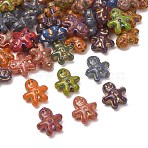 Handmade Lampwork Beads, Gingerbread Man, Golden Metal Enlaced, Mixed Color, 15x14x6.5mm, Hole: 1.1mm(LA-CBAD2DB-08)