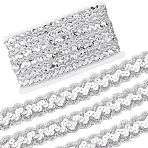 Sparkle Polyester Paillette Lace Ribbons, Garment Accessories, Silver, 7/8 inch(23mm), about 14.22 Yards(13m)/Roll(OCOR-WH20007-15B)