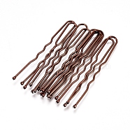 Hair Accessories Iron Hair Forks Findings, Spray Painted, Hair Clips for Updo Hairstyles, Brown, 50x8x1.7mm(OHAR-WH0017-01B)