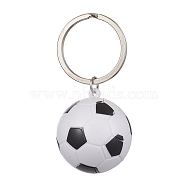 ABS Plastic Sports Ball Theme Pendants Keychains, with Iron Split Key Rings, Football, 6.1cm, Pendants: 35.5x32x32mm(KEYC-JKC00659-02)