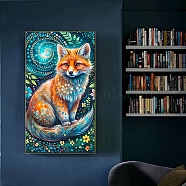 DIY Diamond Painting Stickers Kits For Kids, including Resin Rhinestone, Diamond Sticky Pen, Tray Plate, Glue Clay, Fox, 700x400x0.2mm, Resin Rhinestone: 2.5x1mm, 24 color, 1bag/color, 24bags(DIY-G115-01A)