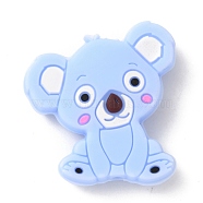 Koala Silicone Beads, DIY Nursing Necklaces and Bracelets Making, Chewing Pendants For Teethers, Light Sky Blue, 29x27x7mm, Hole: 2mm(SIL-WH0002-80F)