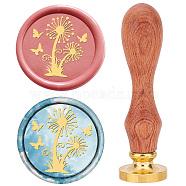 Brass Wax Seal Stamps with Rosewood Handle, for DIY Scrapbooking, Butterfly, 25mm(AJEW-WH0412-0112)