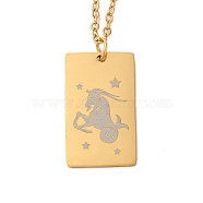 Golden 202 Stainless Steel Constellation Pendants Necklaces, Rectangle, Capricorn, 15.94 inch(40.5cm)(NJEW-K380-02G-05)