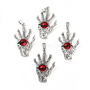 Tibetan Style Alloy Pendants, with Resin, Demon Claw Dragon Eye, Antique Silver, 55x30x11mm, Hole: 4x7mm(TIBE-G021-01AS)