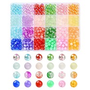 600Pcs 24 Style Transparent Acrylic Beads, Round, Mixed Color, 8x7~7.5mm, Hole: 1.8~2mm, 25pcs/style(MACR-YW0002-92)