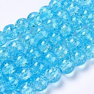 Crackle Glass Beads Strands, High Luster, Round, Dark Turquoise, 8x7~7.5mm, Hole: 1.5mm, about 114pcs/strand, 31.4 inch(X-CCG-Q001-8mm-A29)