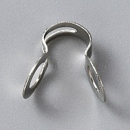 Iron Bead Tips, Calotte Ends, Clamshell Knot Cover, Stainless Steel Color, 10x6.5mm, Hole: 3.5mm(FIND-WH0050-64P)