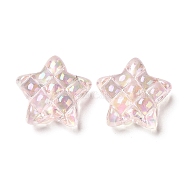 Transparent Acrylic Beads, AB Color Plated, Star, Pink, 19.5x19.5x9mm, Hole: 3.5mm(MACR-D074-07B)