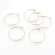 316 Surgical Stainless Steel Hoop Earring Findings, Wine Glass Charms Findings, Golden, 20~21 Gauge, 28~28.9x24.5~24.9x0.7~0.8mm(X-STAS-P221-01B-G)