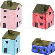 Resin Tiny House Decorations Set, Microlandscape House Model, Mixed Color, 18.5~24x19~26x24~45.5mm, 4pcs/set(DJEW-WH0066-01)