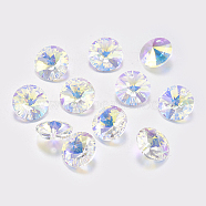 Faceted Glass Rhinestone Charms, Imitation Austrian Crystal, Cone, Crystal AB, 8x4mm, Hole: 1mm(X-RGLA-F049-8mm-001AB)