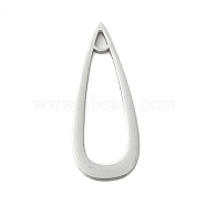304 Stainless Steel Pendants, Laser Cut, Teardrop Charm, Stainless Steel Color, 25x10x1mm, Hole: 2x1.5mm(STAS-B056-25P)