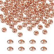 Pet 100Pcs Brass Flat Round Spacer Beads, Lead Free & Cadmium Free & Nickel Free, Rose Gold, 4x2mm, Hole: 1.6mm(KK-MP0001-01)