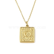Ion Plating(IP) 304 Stainless Steel Pendant Necklaces for Women, Square with Sun & Star & Moon, Real 18K Gold Plated, 18.39 inch(46.7cm)(NJEW-B080-10G)
