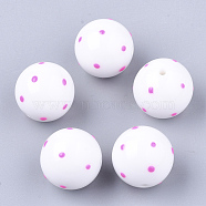 Acrylic Beads, Round with Spot, White, 16x15mm, Hole: 2.5mm(SACR-T345-02C-18)