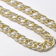 Aluminium Double Link Chains, Unwelded, with Spool, Lead Free & Nickel Free, Silver Color Plated, 18x13x4mm, about 32.8 Feet(10m)/roll(CHA-M002-01C-FF)
