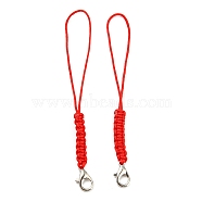 Polyester Cord Mobile Straps, with Platinum Plated Lobster Claw Clasps, Red, 8.3~8.5cm(FIND-G063-03P-01)