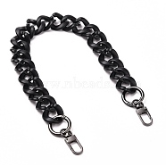 Spray Painted CCB Plastic Curb Chains Bag Handles, Wallet Chains, with Alloy Spring Gate Ring and Zinc Alloy Swivel Clasps, for Bag Straps Replacement Accessories, Black, 16.26 inch(41.3cm)(AJEW-BA00052-01)