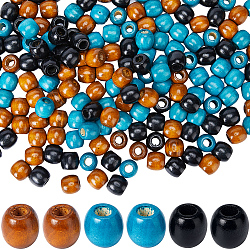 180Pcs 3 Colors Natural Wood Dyed Beads, Large Hole Barrel Beads, Mixed Color, 16~17x16mm, Hole: 7~7.5mm, 60pcs/color(WOOD-GF0002-04)