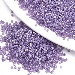 11/0 Grade A Baking Paint Glass Seed Beads, Cylinder, Uniform Seed Bead Size, Opaque Colours Luster, Lilac, about 1.5x1mm, Hole: 0.5mm, about 2000pcs/10g(X-SEED-S030-1151)