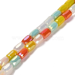 Electroplate Glass Beads Strands, Faceted, Column, Colorful, 6~6.5x4mm, Hole: 0.8mm, about 80pcs/strand, 20.12~20.24 inch(51.1~51.4cm)(EGLA-D030-08G)