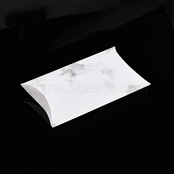 Paper Pillow Boxes, Gift Candy Packing Box, with Clear Window, Marble Texture Pattern, White, 12.5x8x2.2cm(CON-G007-03A-04)