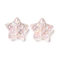 Transparent Acrylic Beads, AB Color Plated, Star, Pink, 19.5x19.5x9mm, Hole: 3.5mm(MACR-D074-07B)