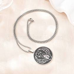Religion 201 Stainless Steel Eye of Horus Egyptian Scarab Pendant Egyptian Scarab Box Chain Necklaces, Stainless Steel Color, 24.02 inch(61cm)(SA-H003-02P)