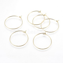 316 Surgical Stainless Steel Hoop Earring Findings, Wine Glass Charms Findings, Golden, 20~21 Gauge, 28~28.9x24.5~24.9x0.7~0.8mm(X-STAS-P221-01B-G)